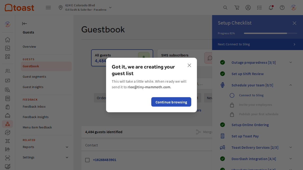 Toast export confirmation